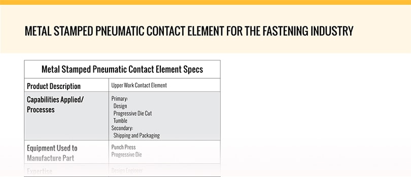 Metal Stamp Pneumatic Contact Element Specs